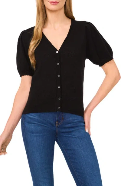 Cece Pointelle V-neck Sweater