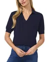 Cece Puff Sleeve Point Collar Knit Top