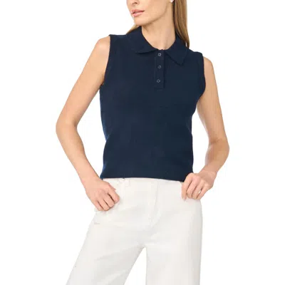 Cece Polo Sweater Vest In Blue