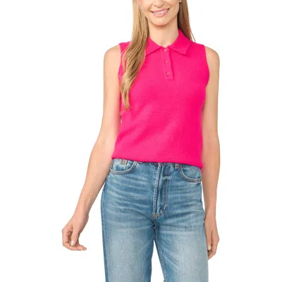 Cece Polo Sweater Vest In Pink