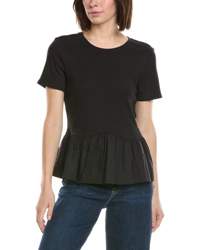 Cece Poplin Peplum Top In Black