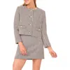 Cece Princess Seam Tweed Jacket In Brown