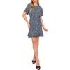 Cece Print Flutter Sleeve Dress In Rich Black