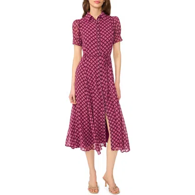Cece Print Midi Shirtdress In Pink