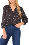 Cece Print Ruffle Top In Black