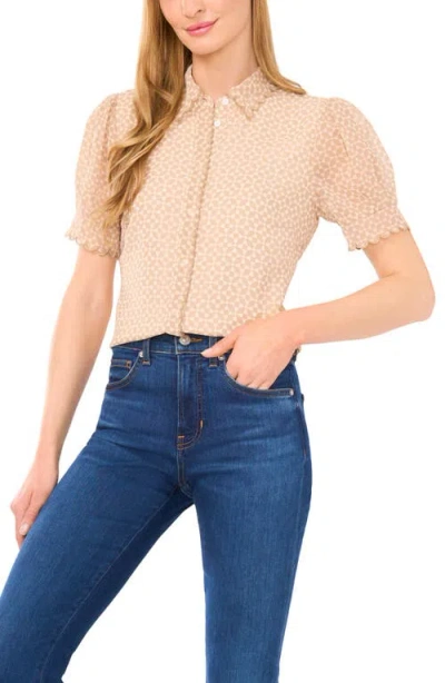 Cece Print Scallop Shirt In Pink
