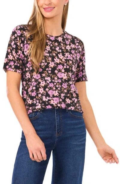 Cece Print Short Sleeve Sweater In Blue