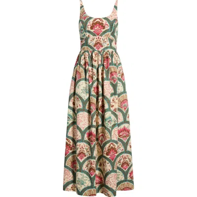 Cece Print Sleeveless Midi Dress In Multi