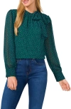Shop Cece Print Tie Neck Shirt In Lush Meadow Green