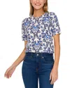 Cece Printed Crewneck Top In New Ivory