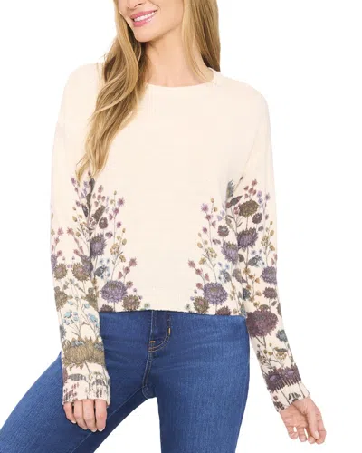 Cece Printed Floral Wool-blend Sweater In Neutral