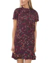 Cece Godet Floral Tie Neck Cap Sleeve Shift Dress