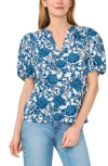 Cece Printed Puff Sleeve Top In Multi