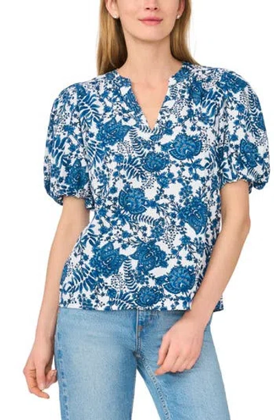 Cece Printed Puff Sleeve Top In Multi