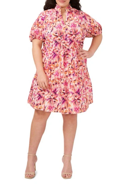 CECE PRINTED TIERED DRESS