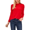 Cece Puff Long Sleeve Crepe Top In Luminous Red