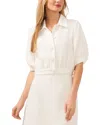 Shop Cece Puff Short Sleeve Collared Crop Jacket In White