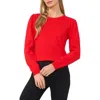 Cece Womens Ribbed Trim Knit Pullover Sweater In Bright Cherry