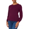 Cece Long Sleeve Crew Neck Sweater With Center Back Pearl Button Sweater In Pickled Beet
