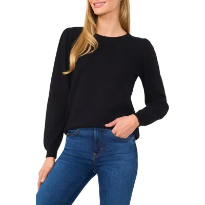 Cece Puff Shoulder Sweater In Rich Black