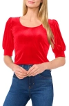 Cece Puff Shoulder Velvet Top In Fireball