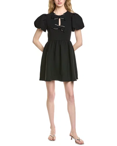 Cece Puff Sleeve Bow A-line Dress In Animal Print