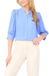 Cece Puff Sleeve Button-up Shirt In Blue