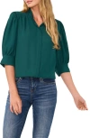 Cece Puff Sleeve Button-up Shirt In Lush Meadow