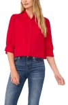 Cece Ruffle V-neck Blouse In Glamour Red