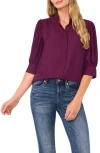 Cece Puff Sleeve Button-up Shirt In Purple