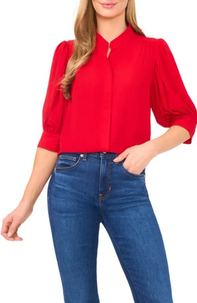 CECE CECE PUFF SLEEVE BUTTON-UP SHIRT