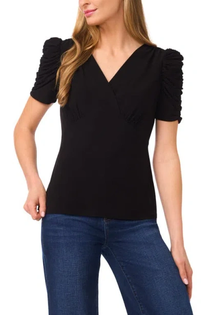 Cece Puff Sleeve Crepe Top In Black