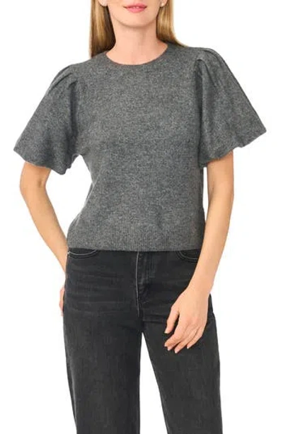 Cece Puff Sleeve Crewneck Sweater In Gray