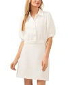 Cece Puff Short Sleeve Collared Crop Jacket In Ultra White