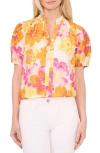 CECE PUFF SLEEVE FLORAL PRINT TOP