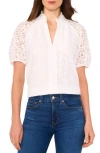 Cece Puff Sleeve Lace Top In New Ivory