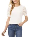 Cece Lace Puff Sleeve Knit Top