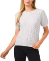 Cece Cable Stitch Short Sleeve Sweater In Grey