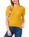 Cece Cable Stitch Short Sleeve Sweater In Multi