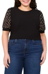 Cece Puff Sleeve Mixed Media Top