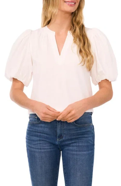 CECE CECE PUFF SLEEVE POPLIN POPOVER TOP