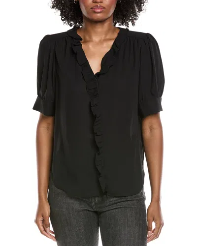 Cece Puff Sleeve Ruffle Top In Black