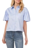 Cece Puff Sleeve Stretch Poplin Shirt In Windsurfer Blue