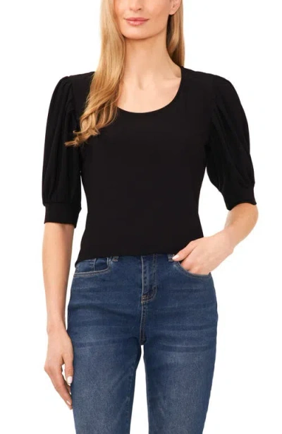 Cece Puff Sleeve Sweater In Black