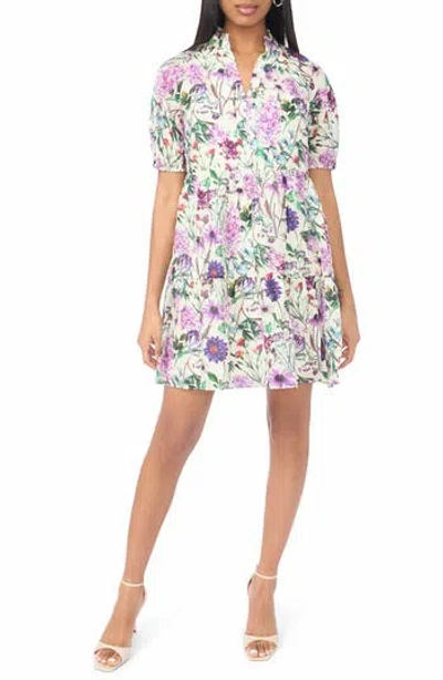 Cece Puff Sleeve Tiered Babydoll Dress In Multi