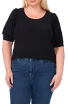Cece Puff Sleeve Top In Rich Black