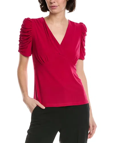 Cece Puff V-neck Top In Red