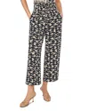 Cece Pull On Printed Eyelet Pants In Black