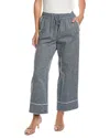 Cece Pull-on Cropped Linen-blend Pant In Blue