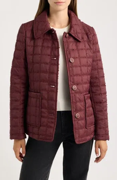Cece Quilted Barn Jacket In Burgundy